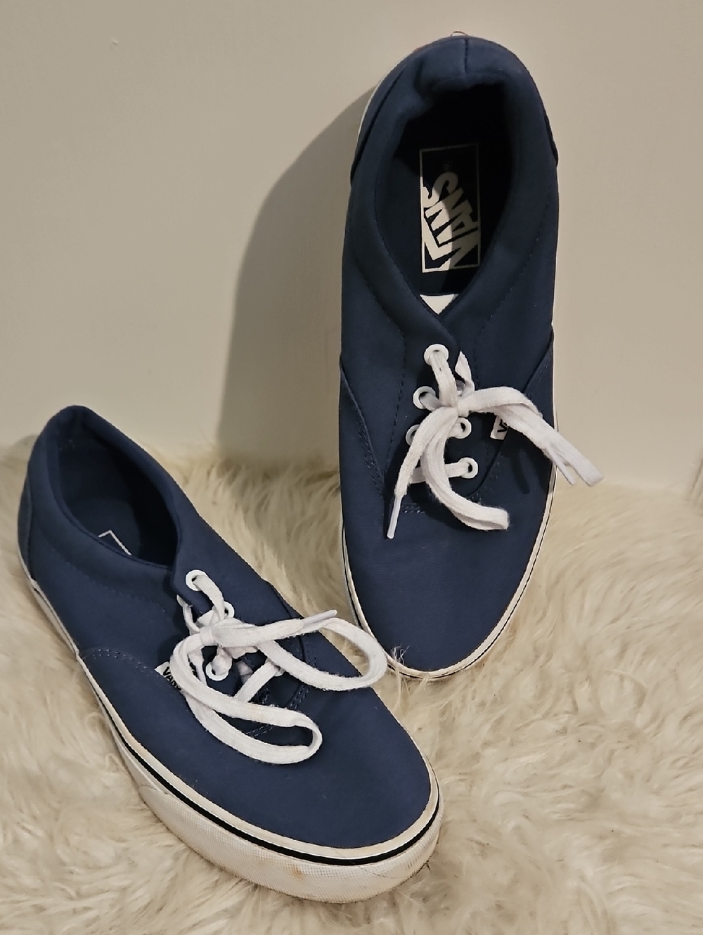 Vans Navy Blue Canvas Lace-Up Flats Women's Size 9